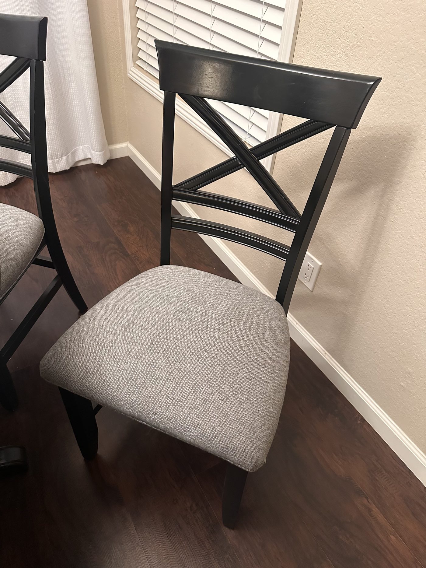 Reupholstered dining chair detail